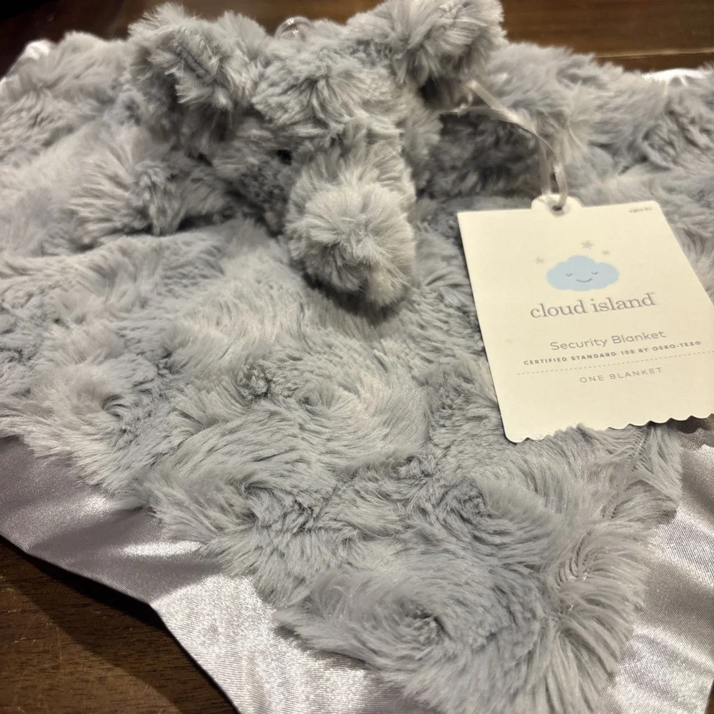 NWT Cloud Island Elephant Lovey Gray Swirl Satin Back Plush 14